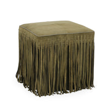 Daphne Square Suede Fringe Ottoman