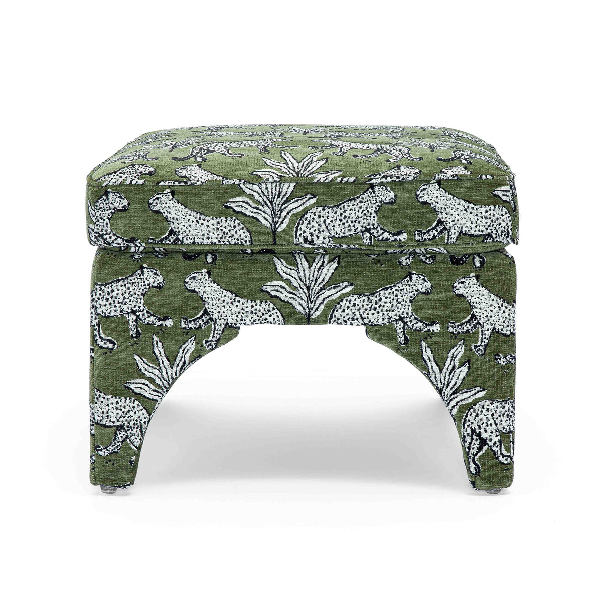 Raji Leopard Performance Jacquard Ottoman
