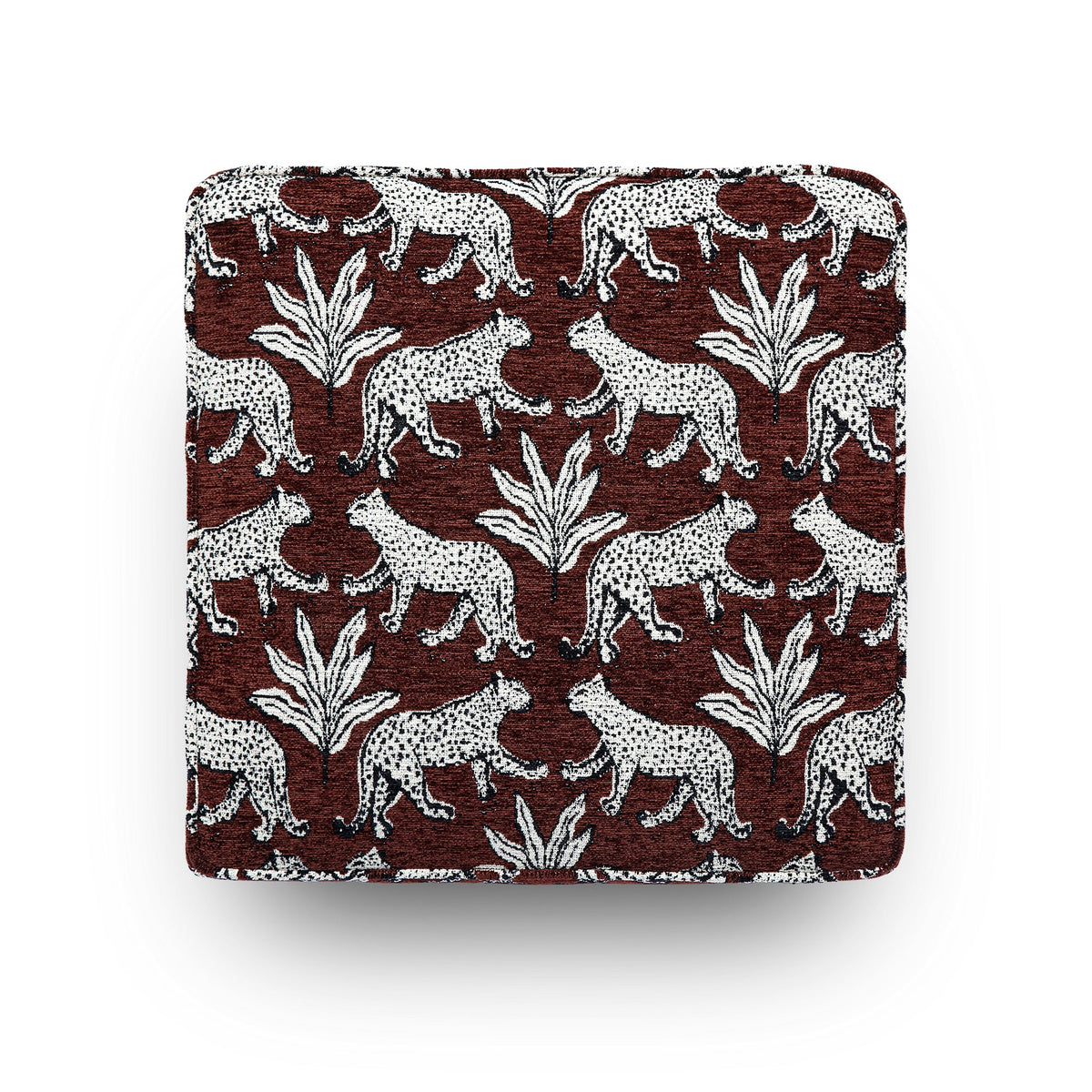 Raji Leopard Performance Jacquard Ottoman