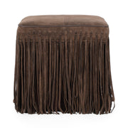 Daphne Square Suede Fringe Ottoman