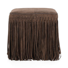 Daphne Square Suede Fringe Ottoman