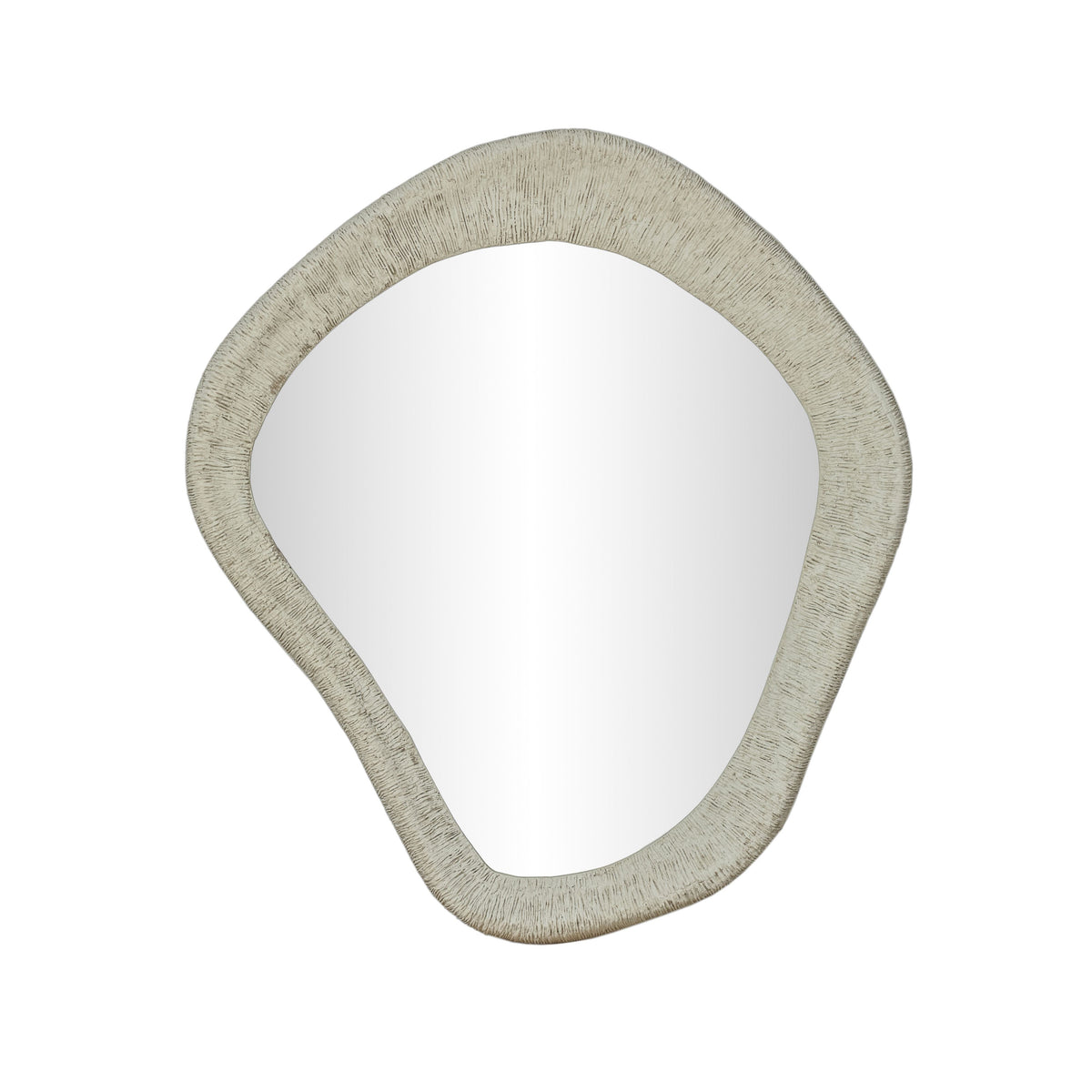 Orpheus 35"X31" Ribbed Lightweight Faux Stone Wall Mirror