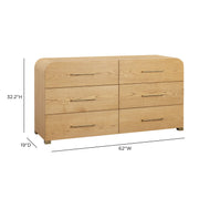 Marissa 62" Ash 6-Drawer Dresser