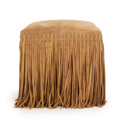 Daphne Square Suede Fringe Ottoman