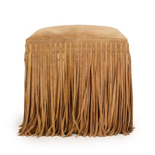 Daphne Square Suede Fringe Ottoman