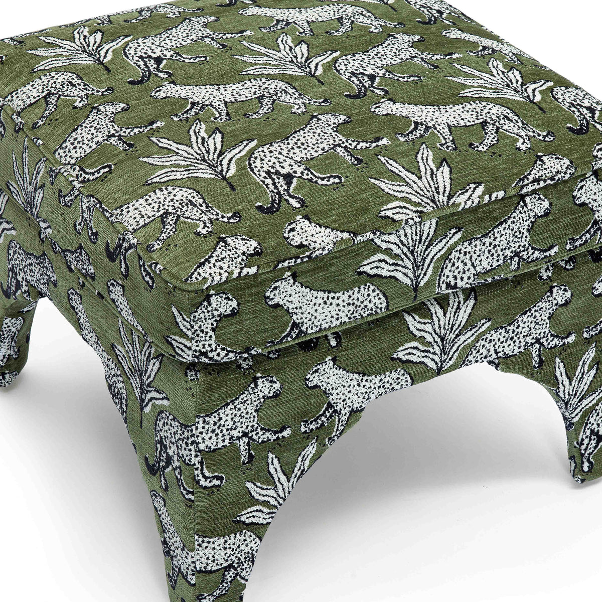 Raji Leopard Performance Jacquard Ottoman