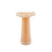 Ruff Ruffled Peach Glass Vase