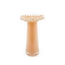 Ruff Ruffled Peach Glass Vase
