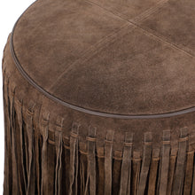 Daphne Round Suede Fringe Ottoman
