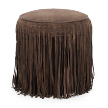 Daphne Round Suede Fringe Ottoman