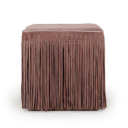 Daphne Square Suede Fringe Ottoman