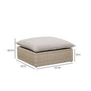 Cali Performance Fabric & Wicker Outdoor Ottoman