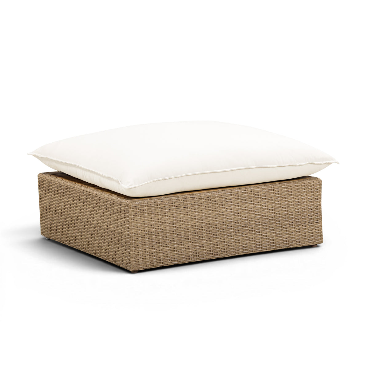 Cali Performance Fabric & Wicker Outdoor Ottoman