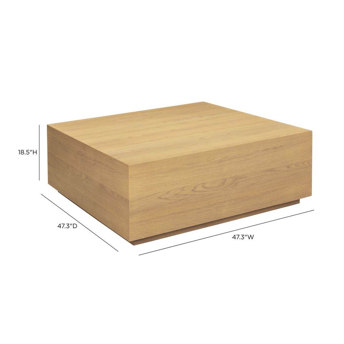 Brienne 47" Natural Oak Oversize Square Coffee Table