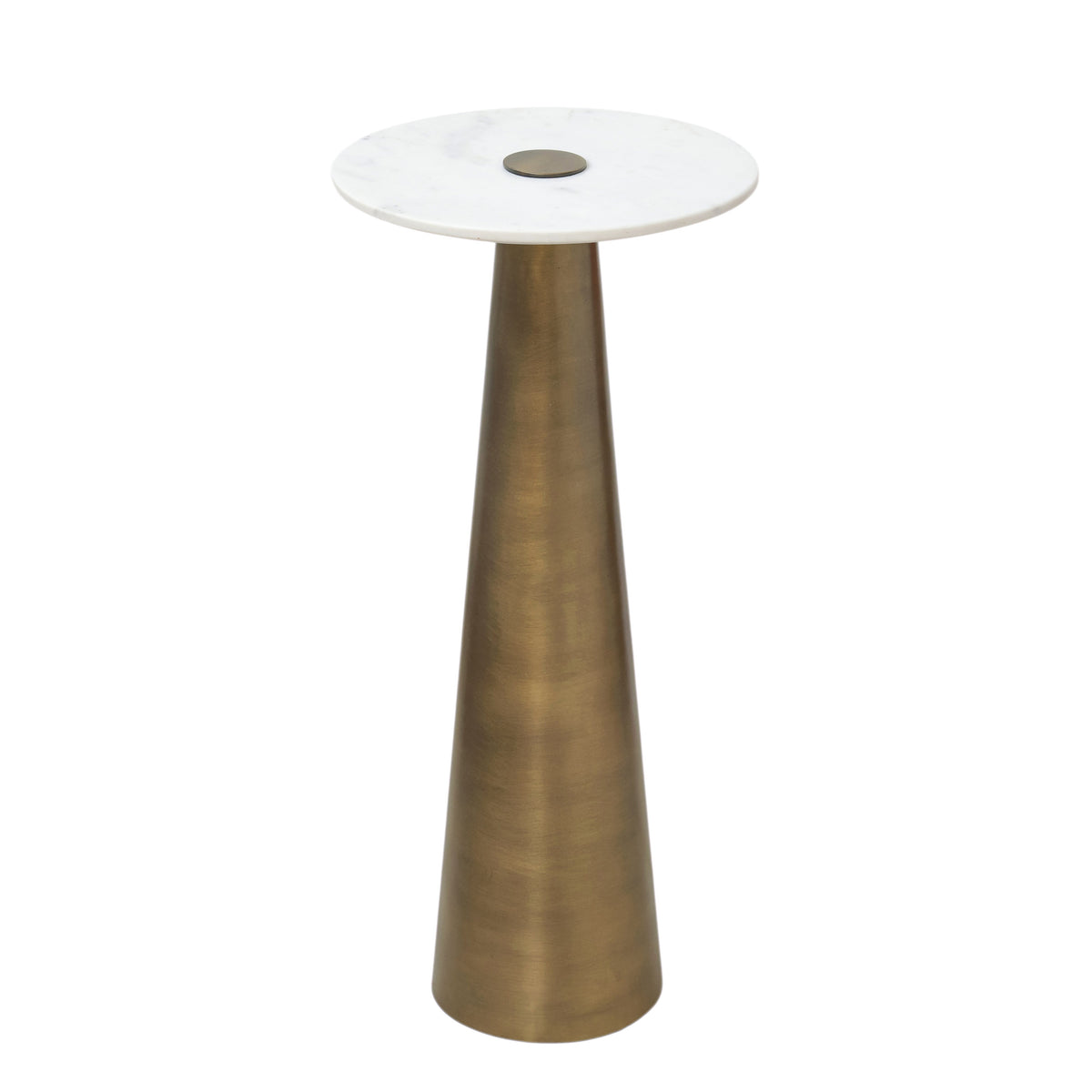 Clement Antique Brass Side Table with White Marble