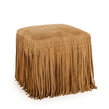 Daphne Square Suede Fringe Ottoman