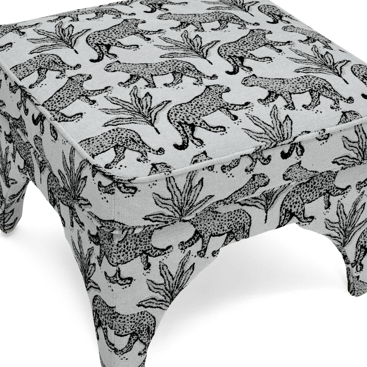 Raji Leopard Performance Jacquard Ottoman