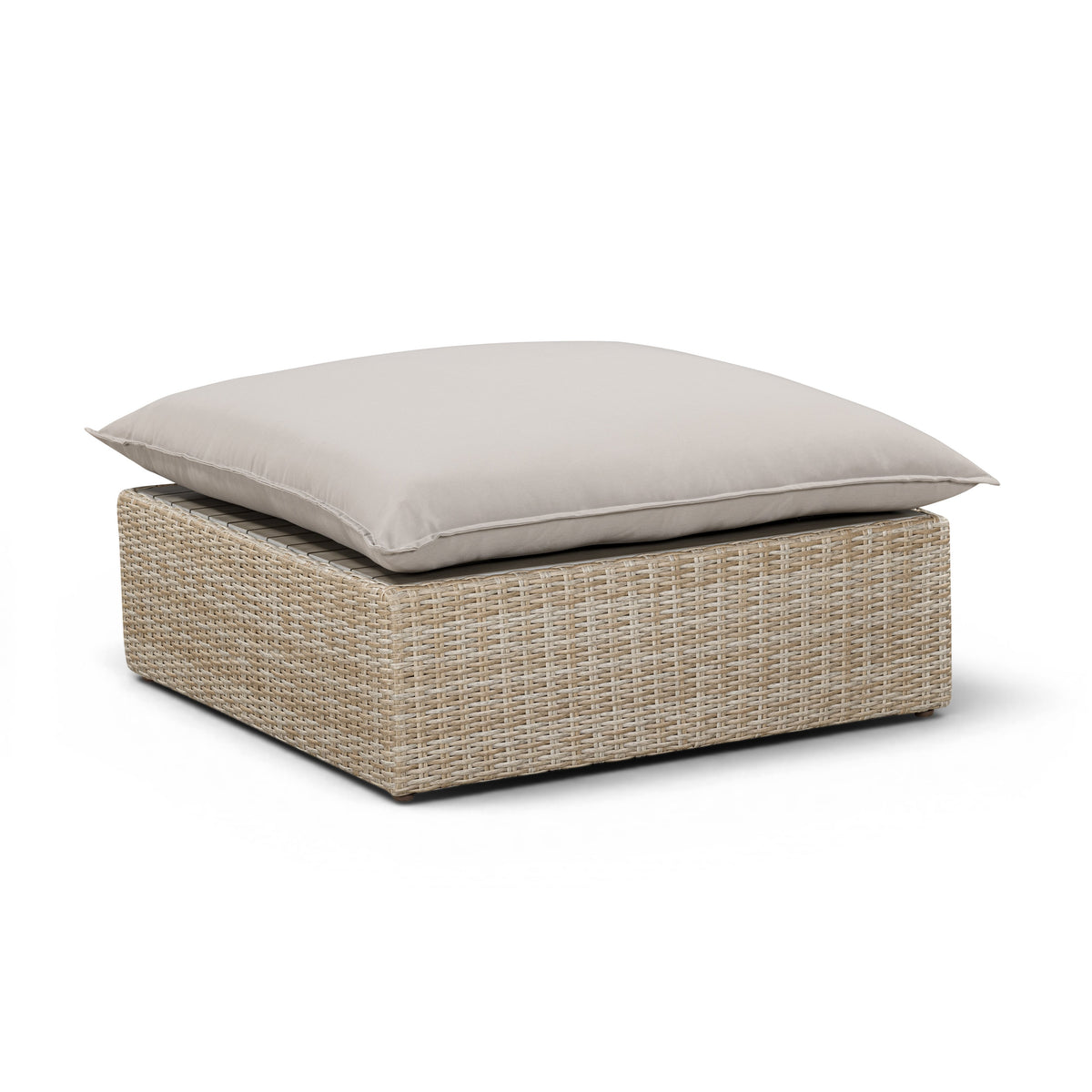 Cali Performance Fabric & Wicker Outdoor Ottoman
