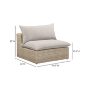 Cali Performance Fabric & Wicker Outdoor Armless Chair