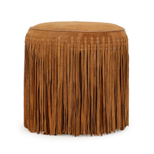 Daphne Round Suede Fringe Ottoman