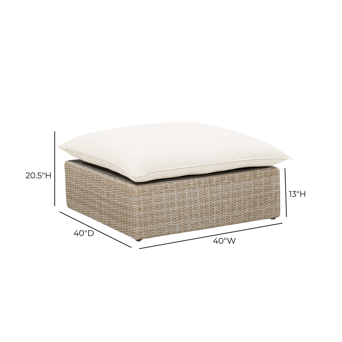Cali Performance Fabric & Wicker Outdoor Ottoman