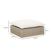 Cali Performance Fabric & Wicker Outdoor Ottoman