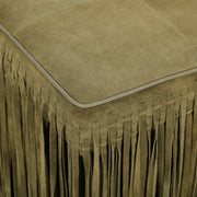 Daphne Square Suede Fringe Ottoman