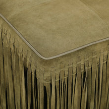 Daphne Square Suede Fringe Ottoman