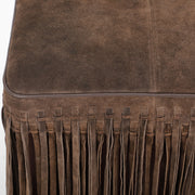 Daphne Square Suede Fringe Ottoman