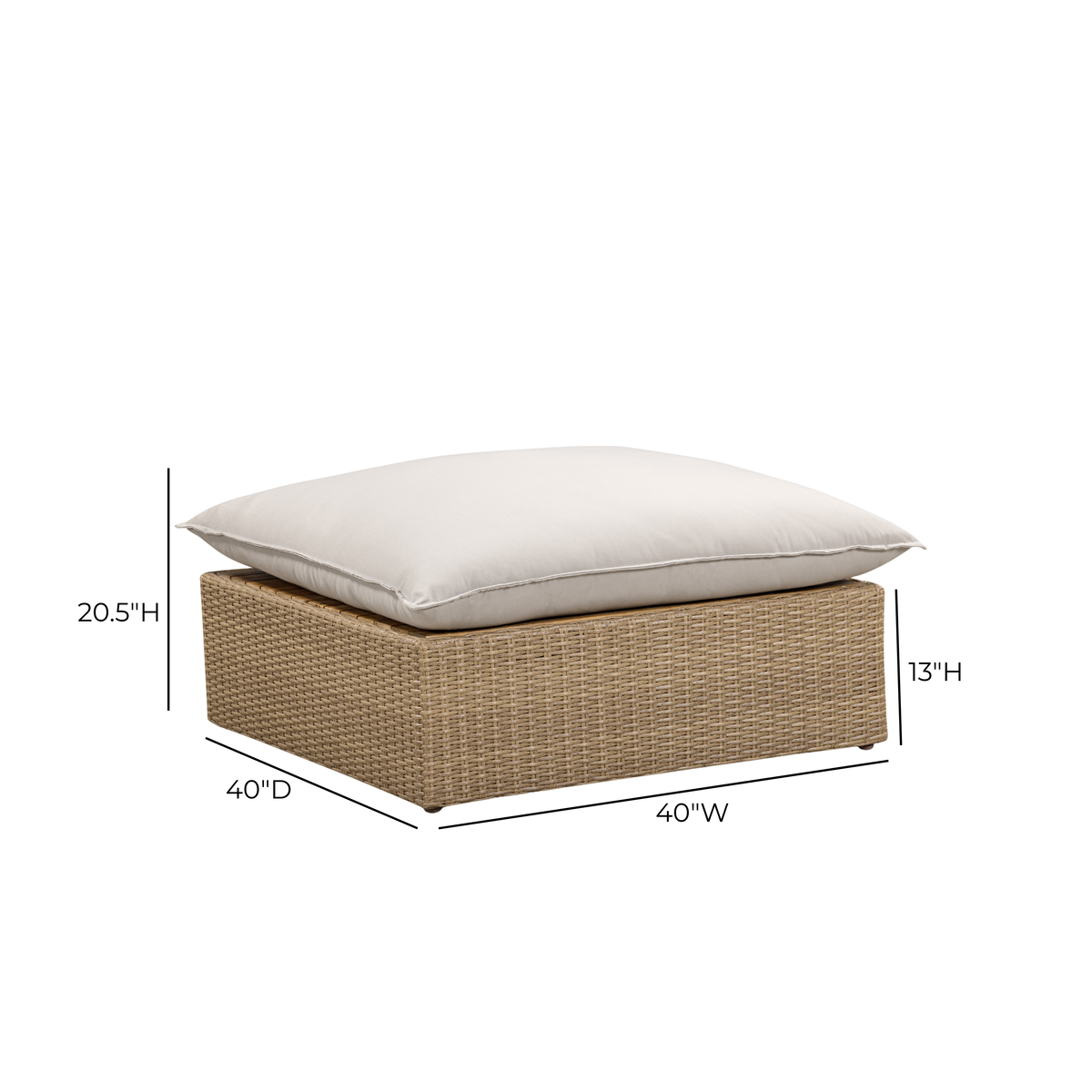 Cali Performance Fabric & Wicker Outdoor Ottoman