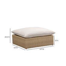 Cali Performance Fabric & Wicker Outdoor Ottoman