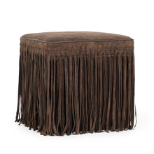 Daphne Square Suede Fringe Ottoman