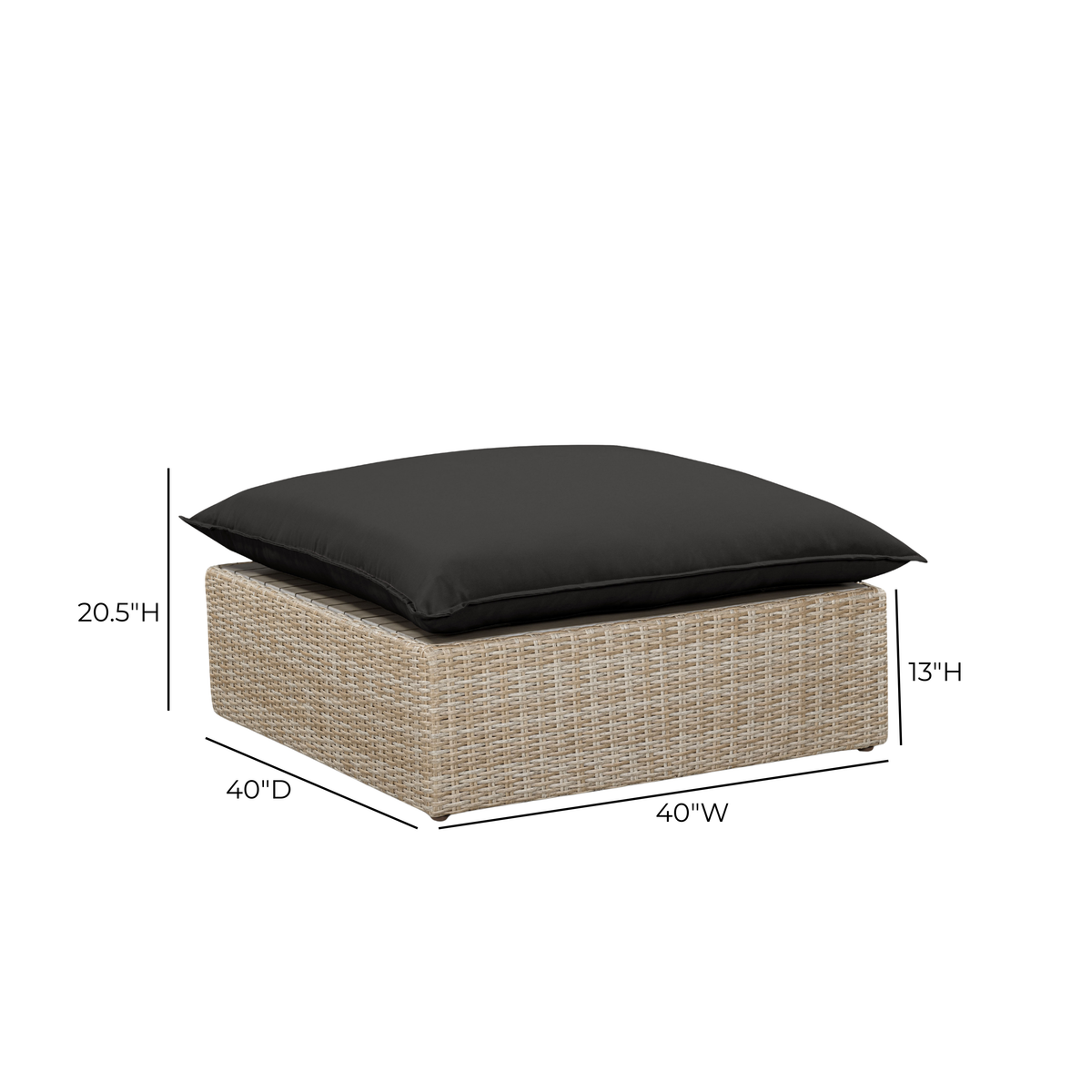 Cali Performance Fabric & Wicker Outdoor Ottoman