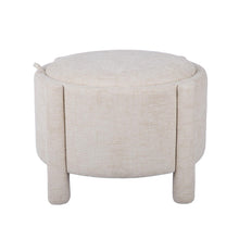 Bellamy Railroad Chenille Storage Stool With Reversible Tray Top