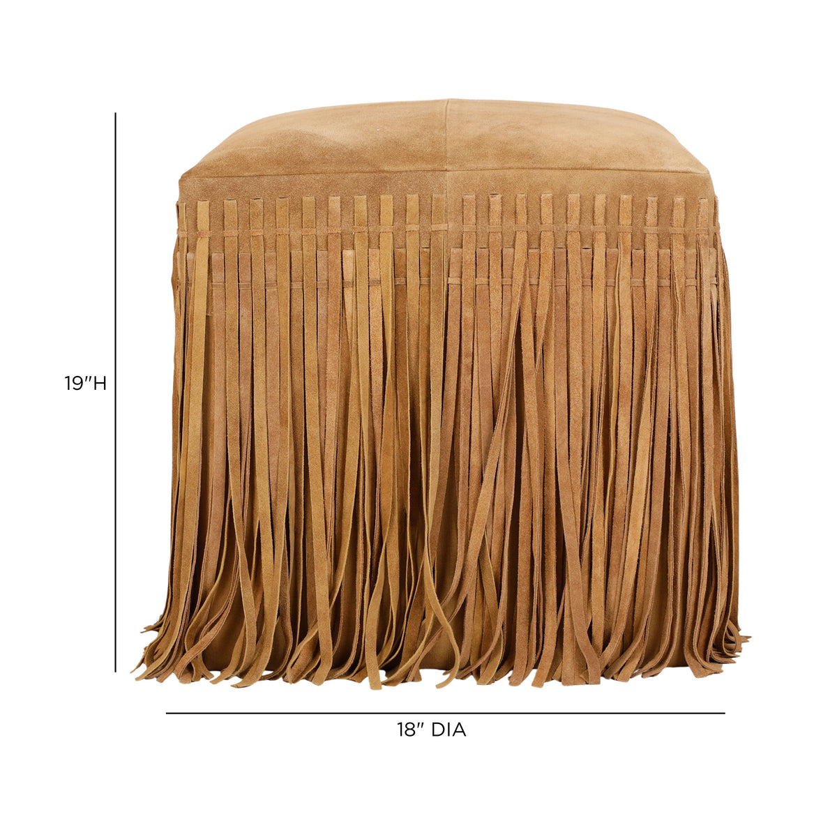 Daphne Square Suede Fringe Ottoman