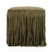 Daphne Square Suede Fringe Ottoman