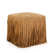 Daphne Square Suede Fringe Ottoman