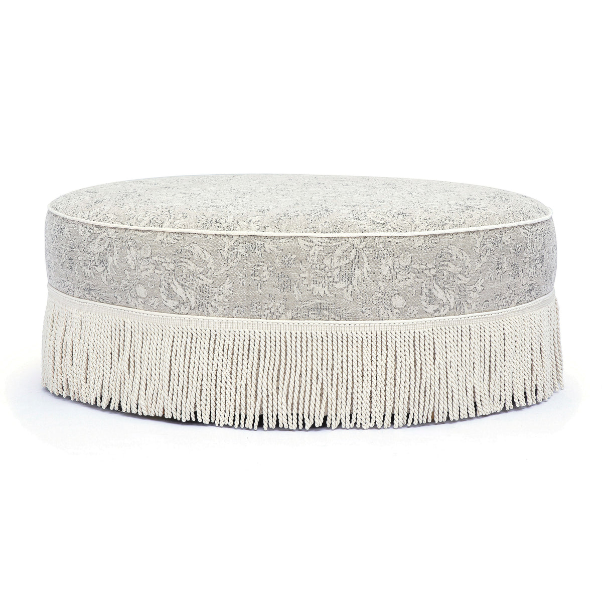 Tassy Tasseled Round Ottoman
