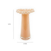 Ruff Ruffled Peach Glass Vase
