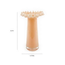 Ruff Ruffled Peach Glass Vase