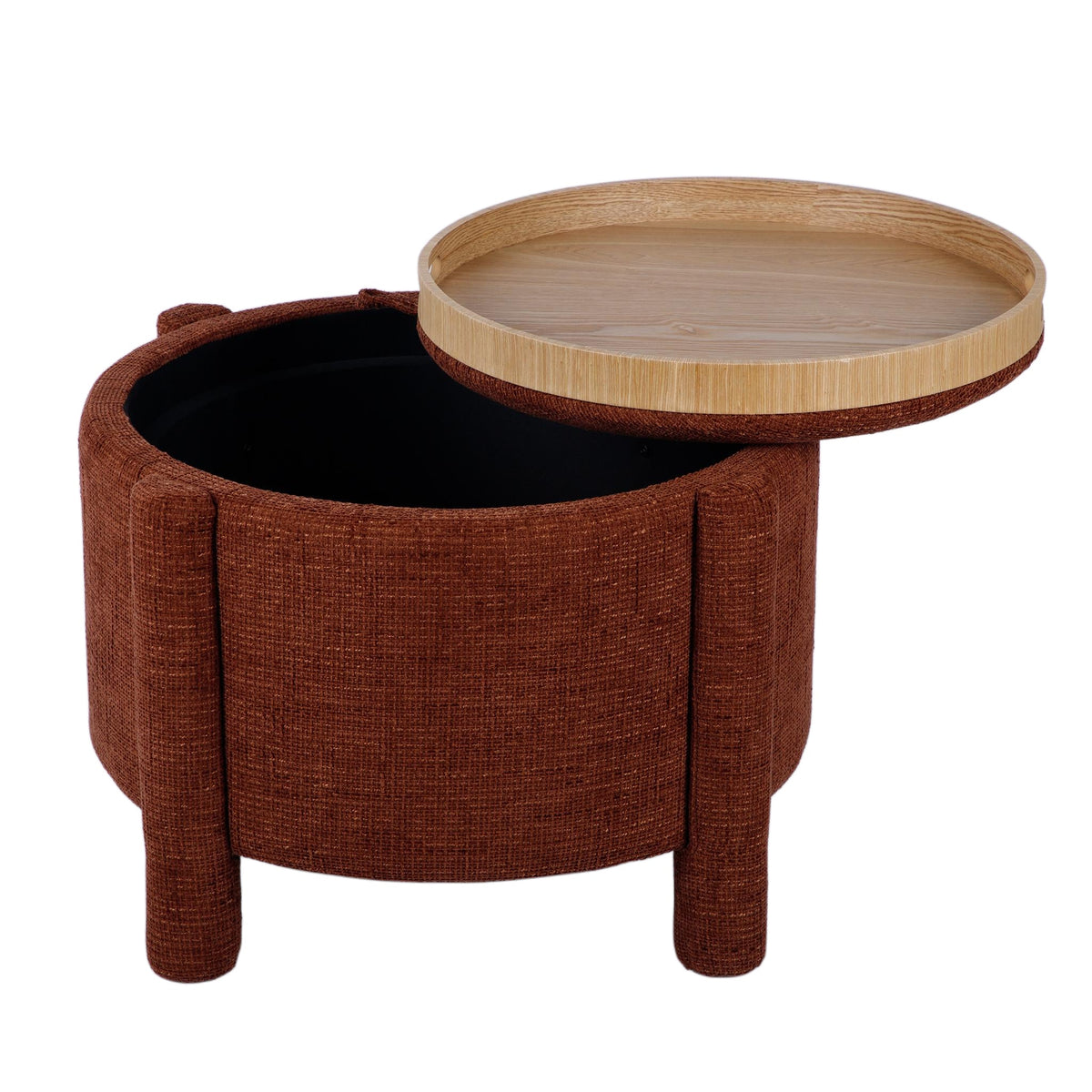 Bellamy Railroad Chenille Storage Stool With Reversible Tray Top