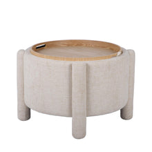 Bellamy Railroad Chenille Storage Stool With Reversible Tray Top