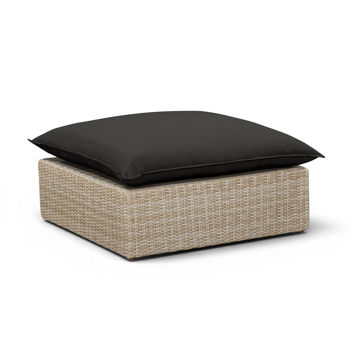 Cali Performance Fabric & Wicker Outdoor Ottoman