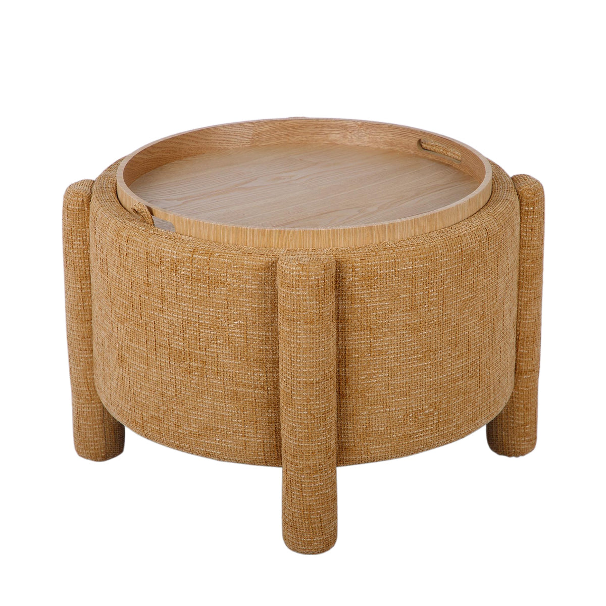 Bellamy Railroad Chenille Storage Stool With Reversible Tray Top