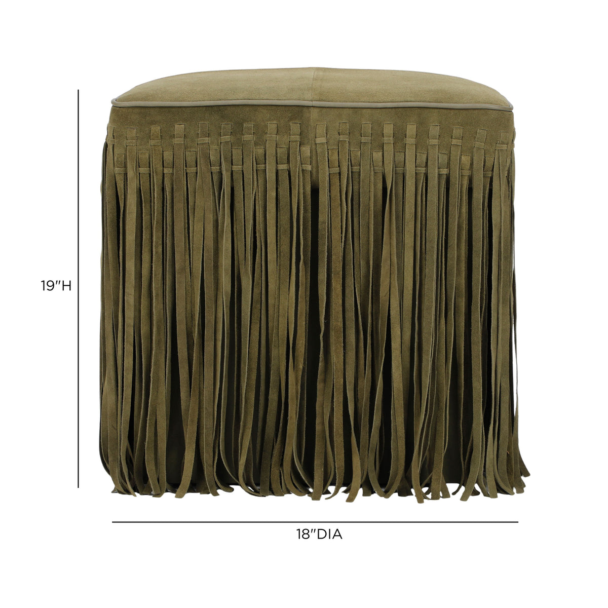 Daphne Square Suede Fringe Ottoman