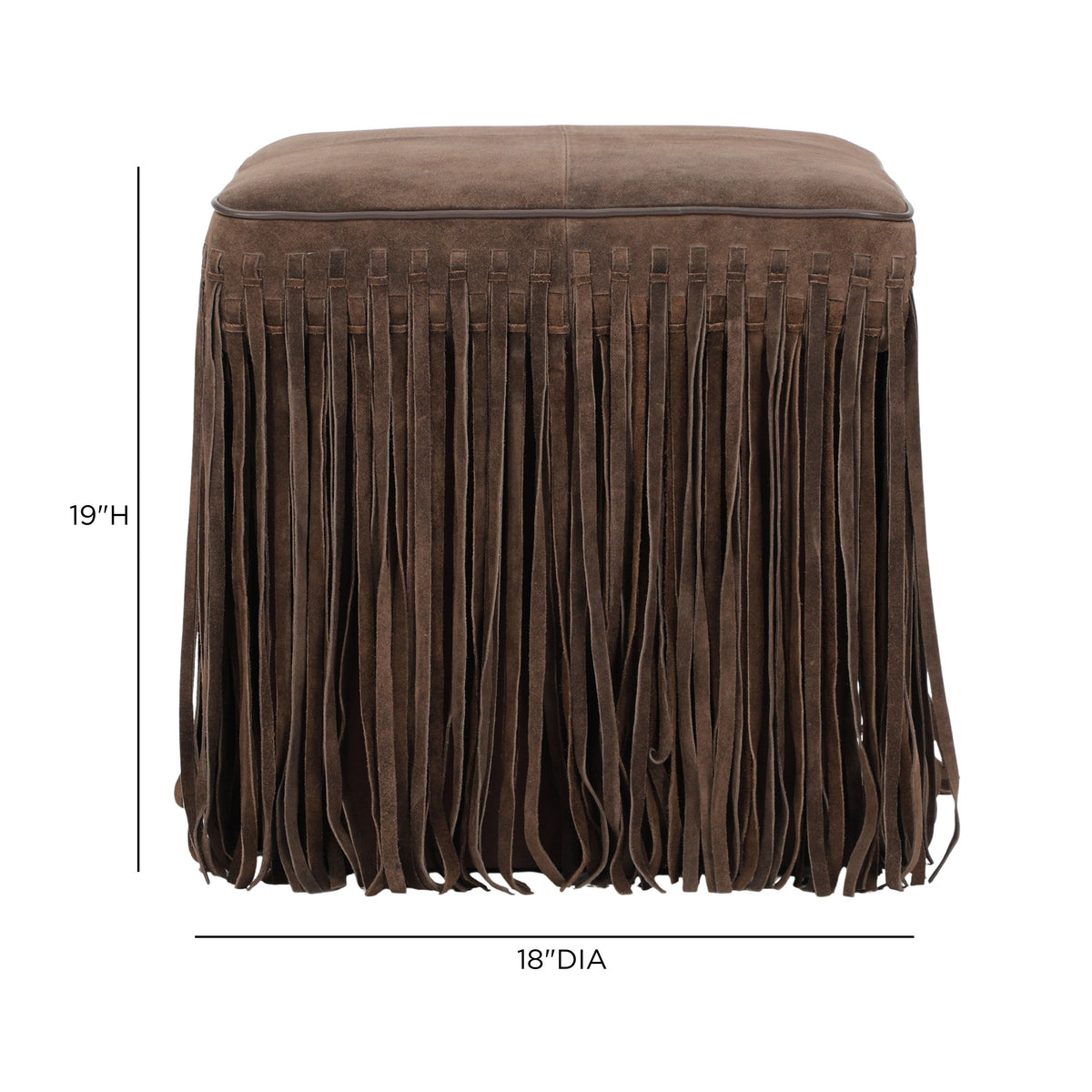 Daphne Square Suede Fringe Ottoman