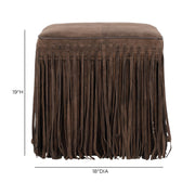 Daphne Square Suede Fringe Ottoman