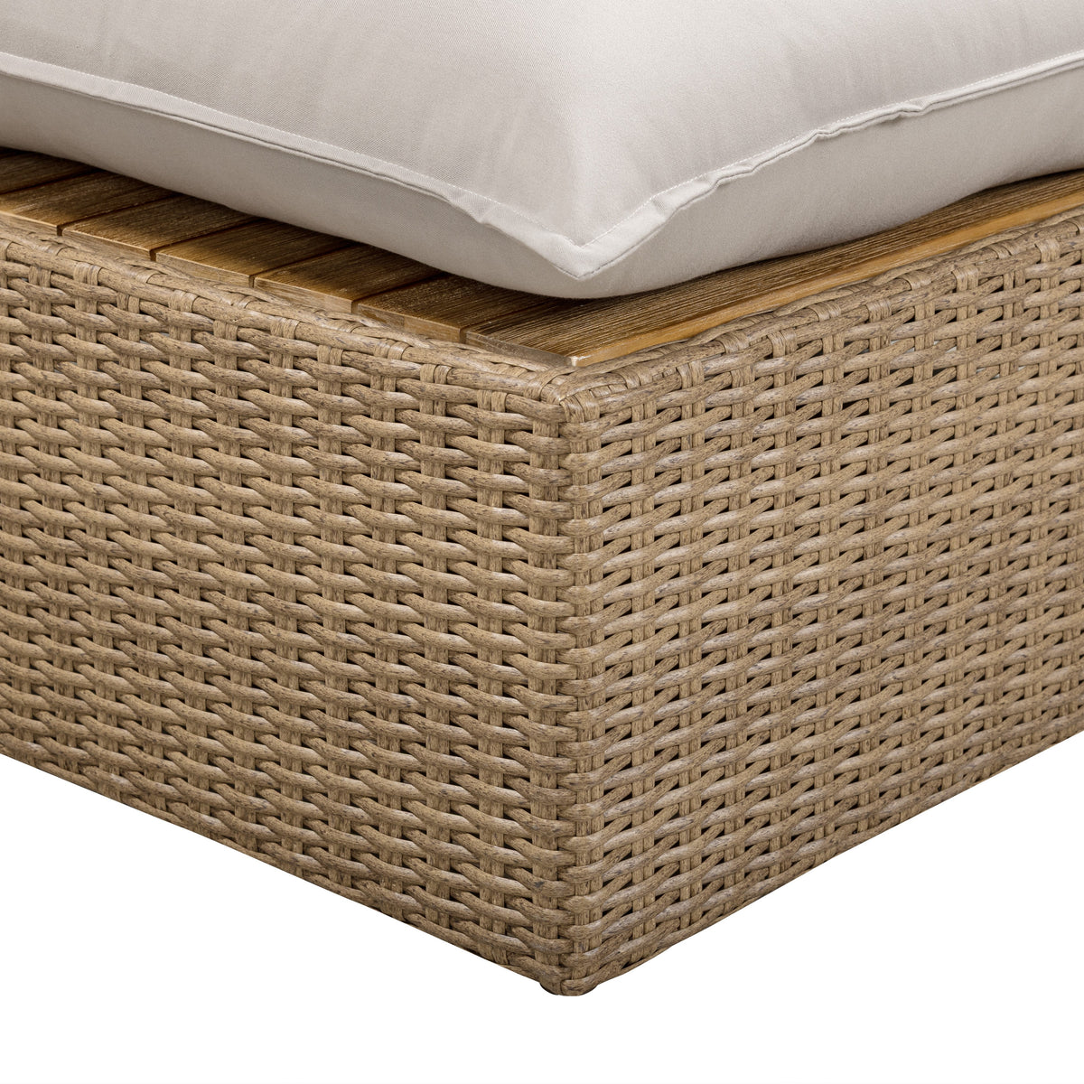 Cali Performance Fabric & Wicker Outdoor Ottoman