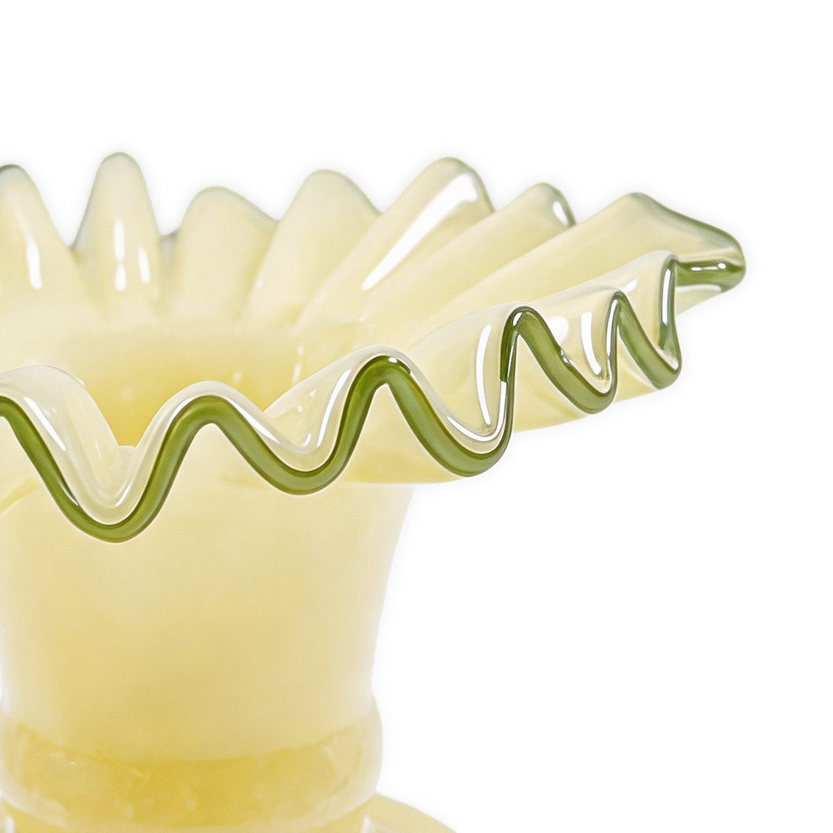 Gourd Ruffled Yellow Glass Vase