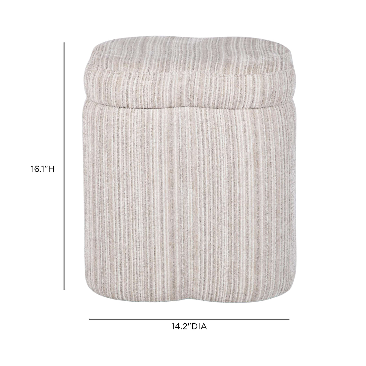 Lilou Cream Striped Jacquard Storage Accent Stool